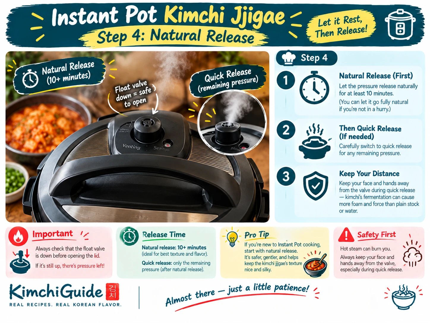 Natural pressure release for Instant Pot kimchi jjigae