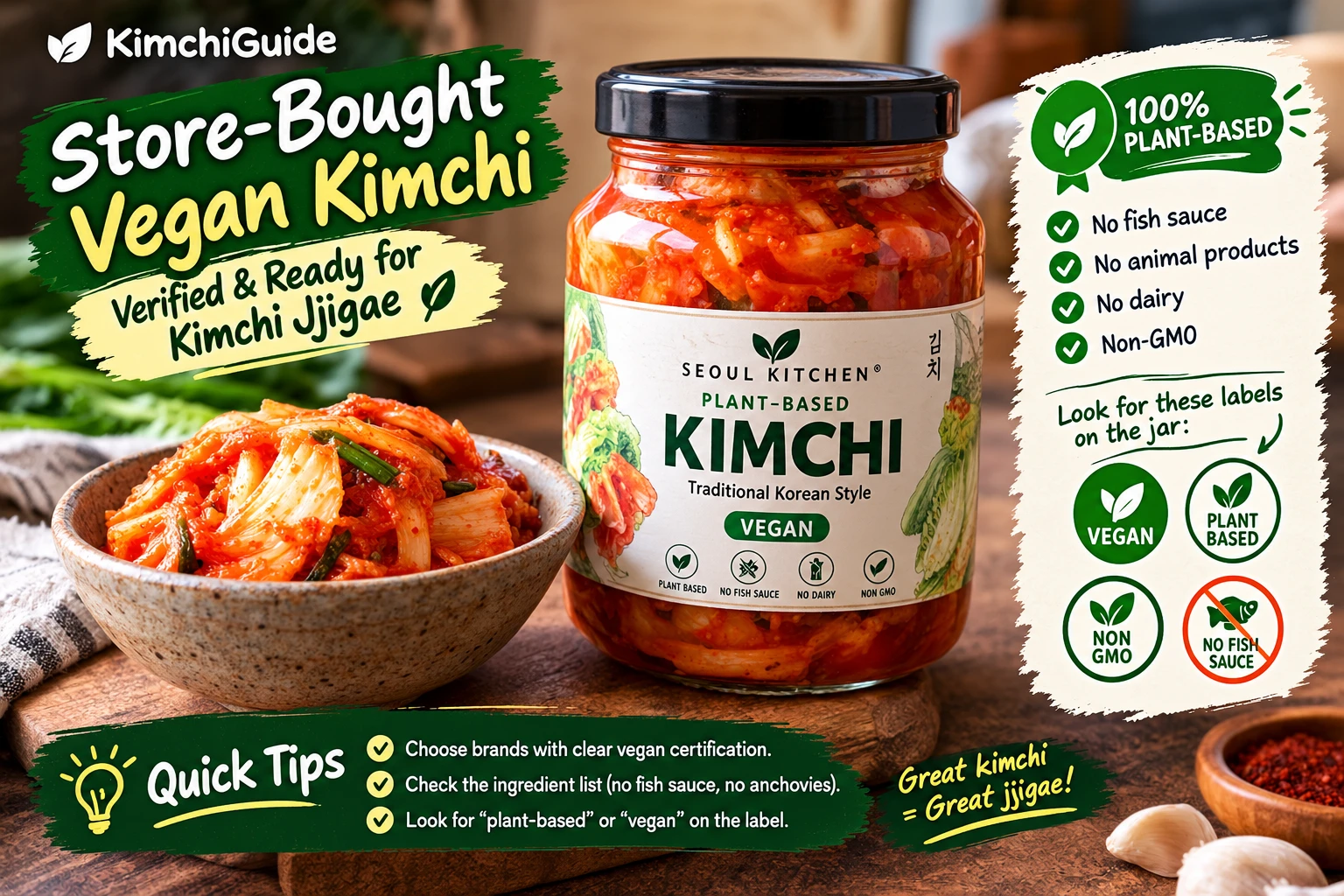 Store bought verified vegan kimchi for kimchi jjigae