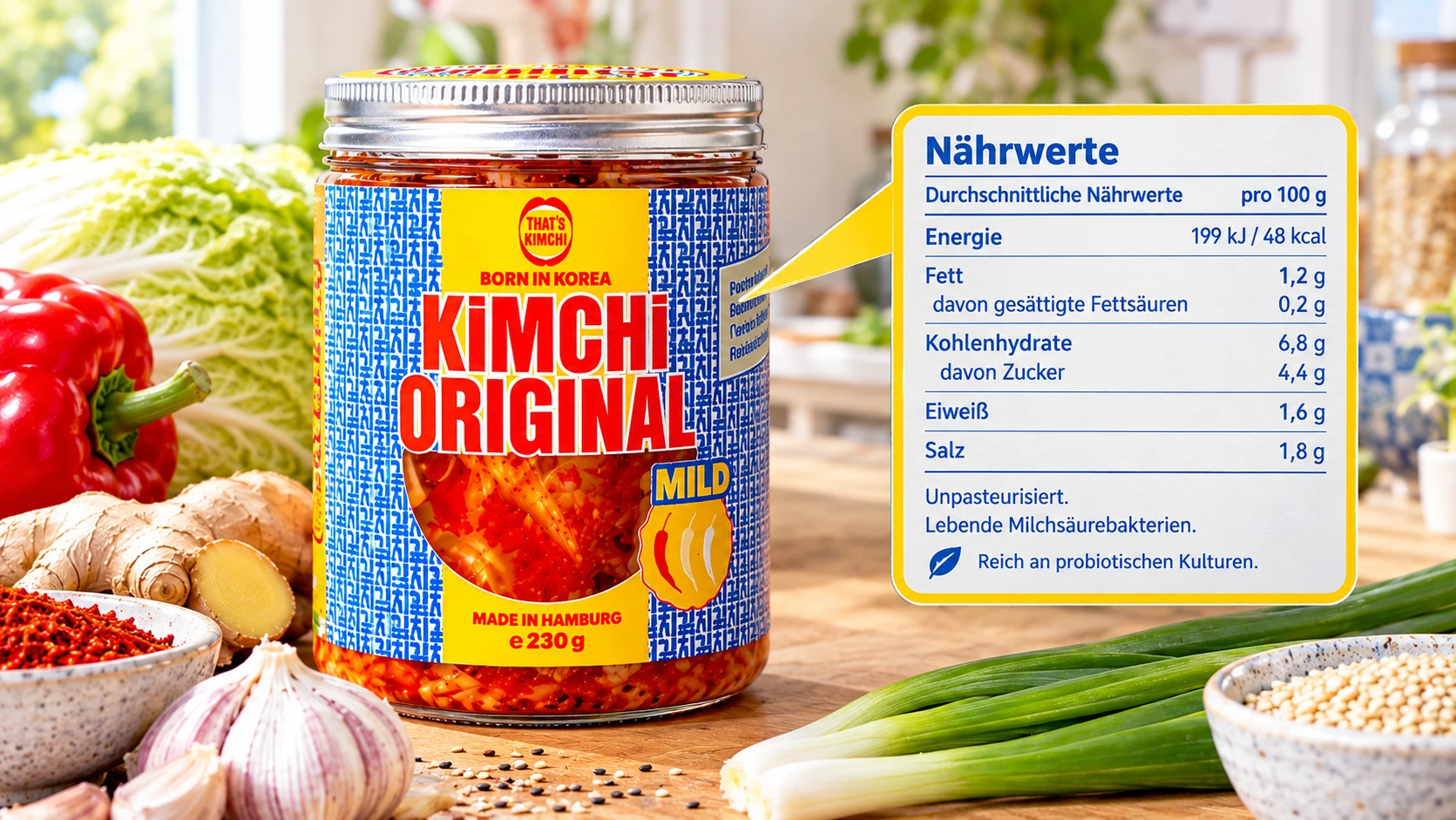 THATs KiMCHi Naehrwerte Etikett Nahaufnahme