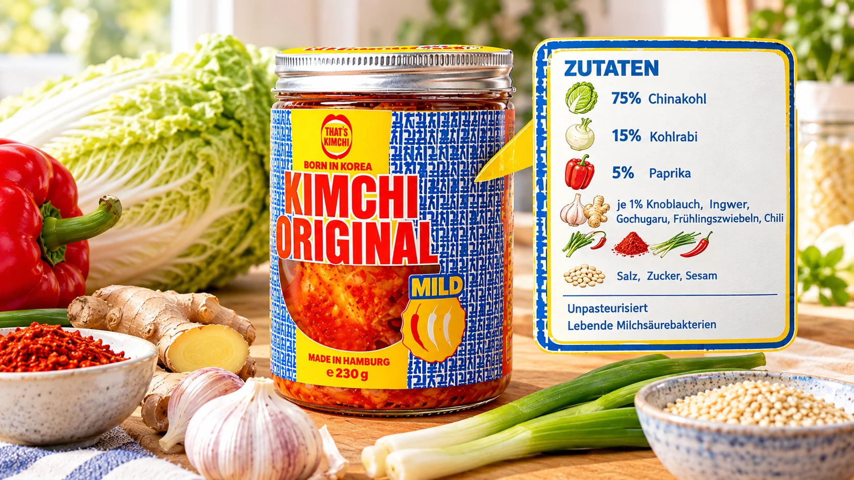 THATs KiMCHi Zutaten Etikett Nahaufnahme