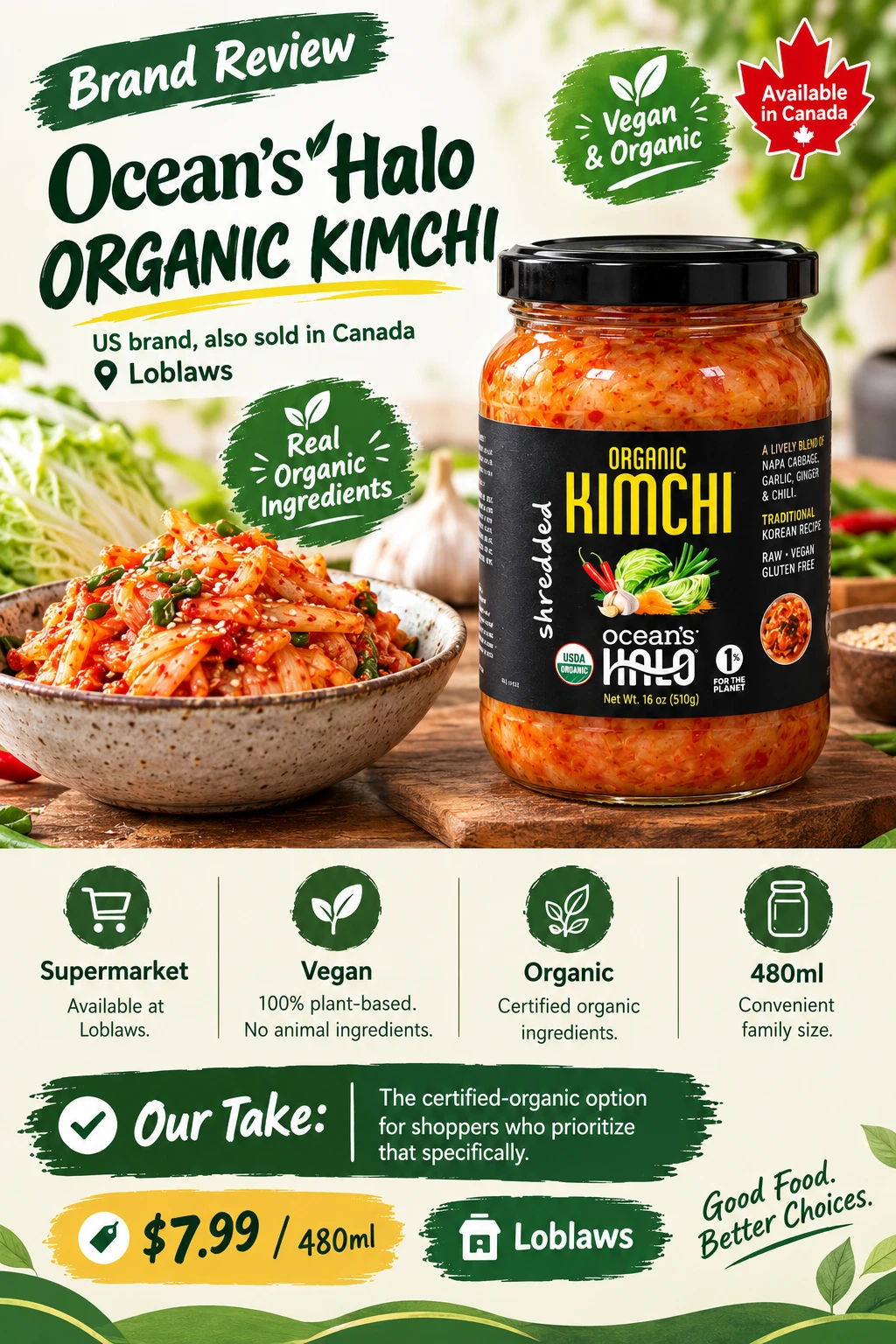 Ocean's Halo Organic Kimchi Canada Loblaws vegan