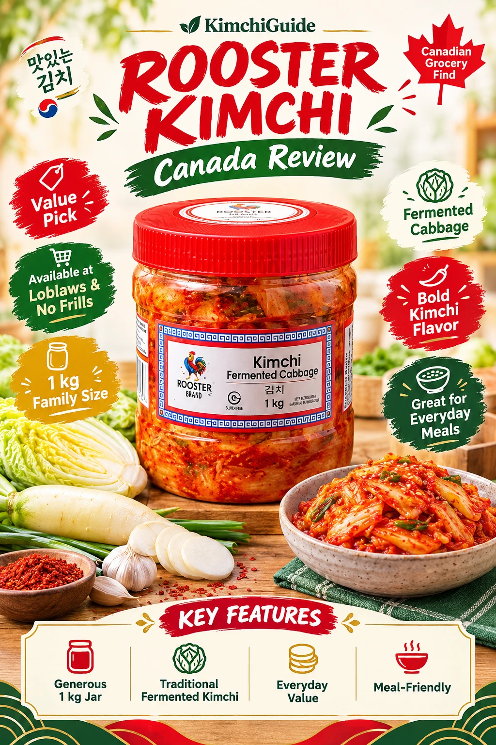 Rooster Kimchi jar Loblaws No Frills Canada value pick